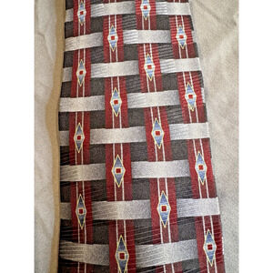 Franco Botia Neck Tie Vintage Mens Silver Black‎ ARt Deco Print 100% Silk 1970's